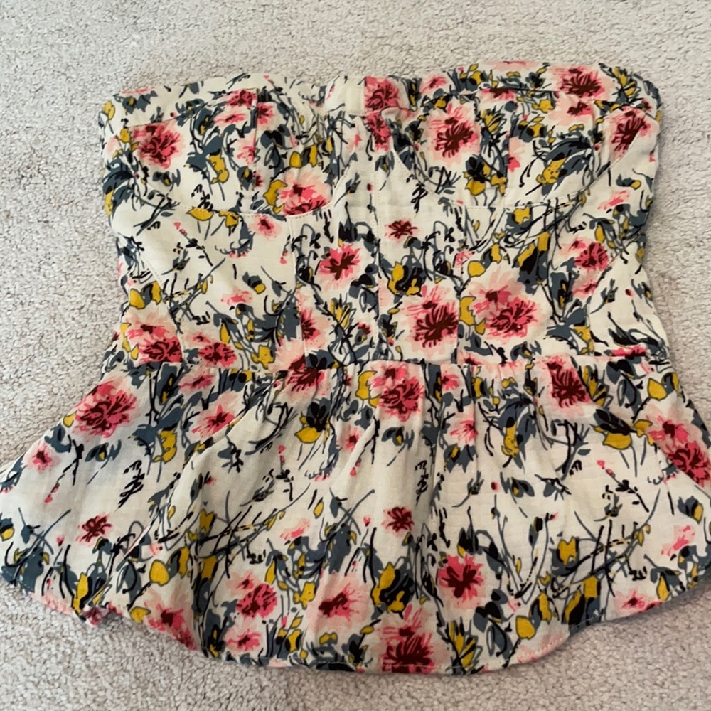 Urban outfitters floral corset strapless top